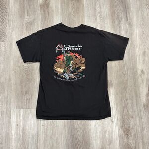 Rare Vintage Al Qaeda Hunter 911 Iraq USA War Terrorist Shirt Bush Sz L Politics